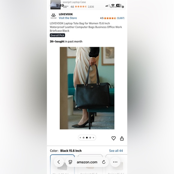 Black Leather Tote Bag - Picture 4 of 5